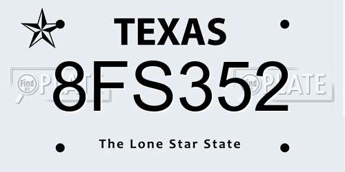 8FS352 Texas License Plate