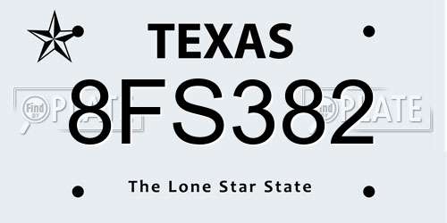 8FS382 Texas License Plate