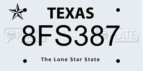 8FS387 Texas License Plate