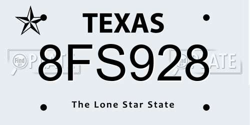 8FS928 Texas License Plate