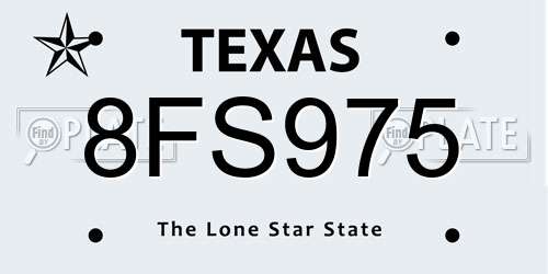 8FS975 Texas License Plate