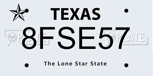 8FSE57 Texas License Plate