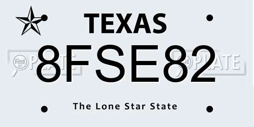 8FSE82 Texas License Plate