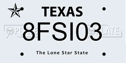8FSI03 Texas License Plate