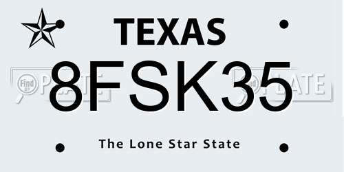 8FSK35 Texas License Plate