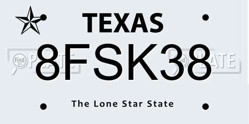 8FSK38 Texas License Plate