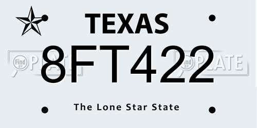 8FT422 Texas License Plate