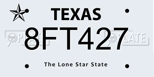 8FT427 Texas License Plate