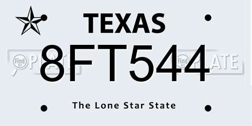 8FT544 Texas License Plate