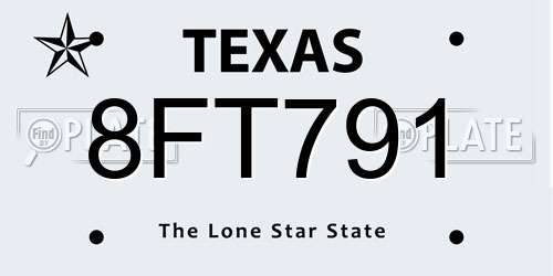 8FT791 Texas License Plate
