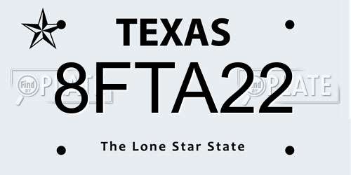 8FTA22 Texas License Plate