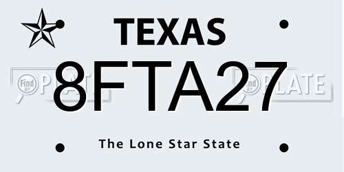 8FTA27 Texas License Plate