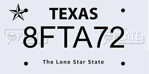 8FTA72 Texas License Plate