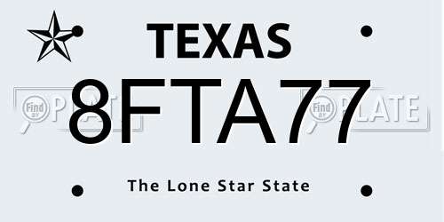 8FTA77 Texas License Plate