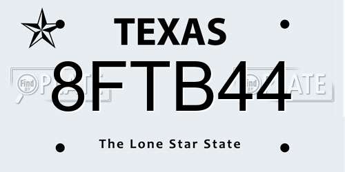 8FTB44 Texas License Plate