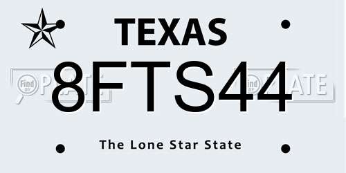 8FTS44 Texas License Plate