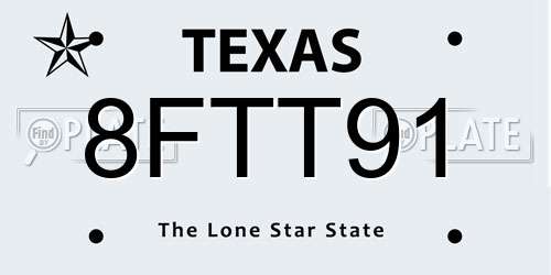 8FTT91 Texas License Plate