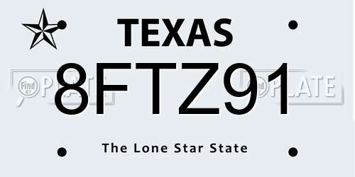 8FTZ91 Texas License Plate