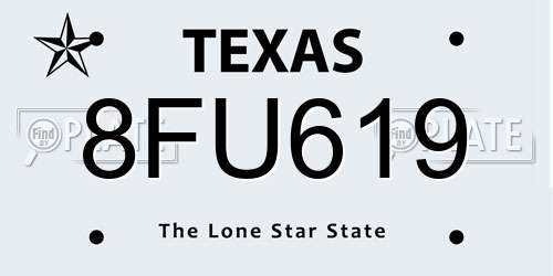 8FU619 Texas License Plate