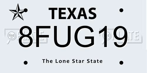 8FUG19 Texas License Plate