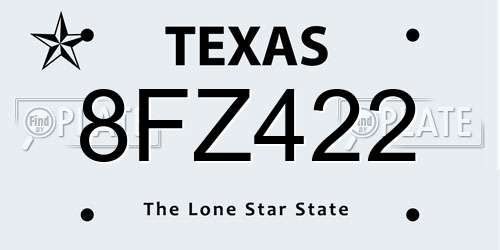 8FZ422 Texas License Plate