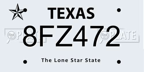8FZ472 Texas License Plate