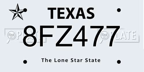8FZ477 Texas License Plate
