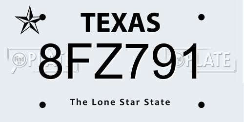 8FZ791 Texas License Plate
