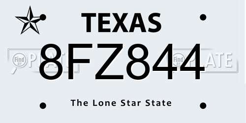 8FZ844 Texas License Plate