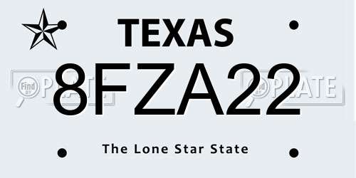 8FZA22 Texas License Plate