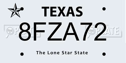 8FZA72 Texas License Plate