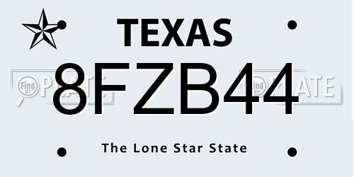 8FZB44 Texas License Plate