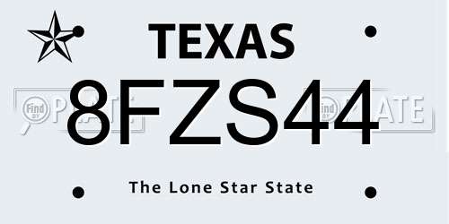 8FZS44 Texas License Plate