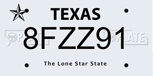 8FZZ91 Texas License Plate