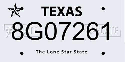 8G07261 Texas License Plate