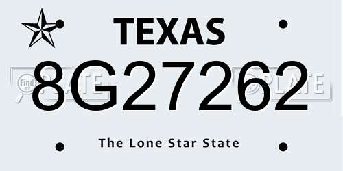 8G27262 Texas License Plate