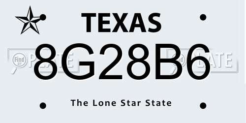 8G28B6 Texas License Plate