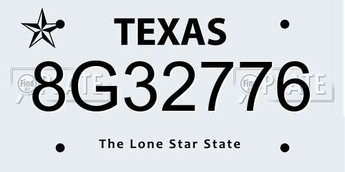 8G32776 Texas License Plate