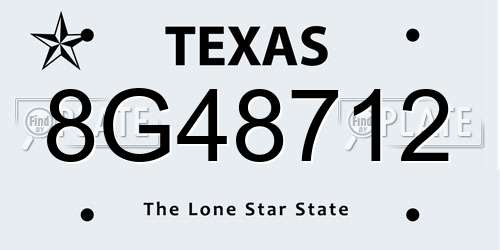 8G48712 Texas License Plate