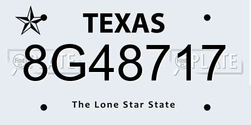 8G48717 Texas License Plate
