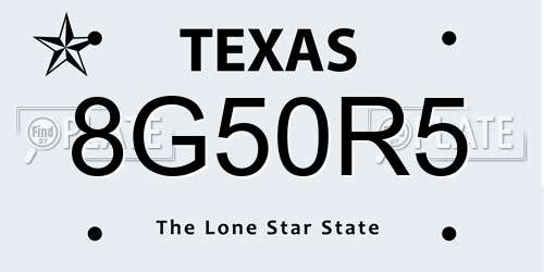 8G50R5 Texas License Plate