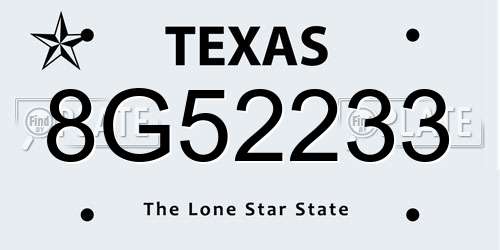 8G52233 Texas License Plate