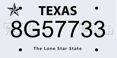 8G57733 Texas License Plate