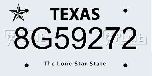 8G59272 Texas License Plate