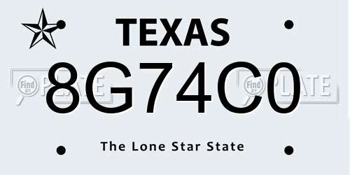 8G74C0 Texas License Plate