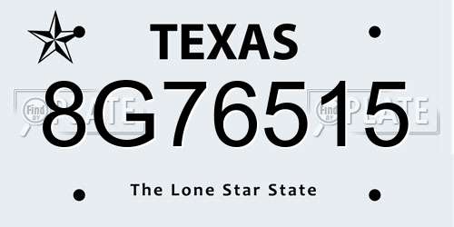 8G76515 Texas License Plate
