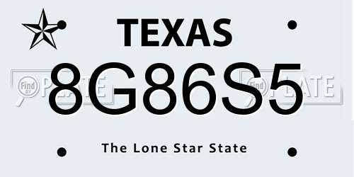 8G86S5 Texas License Plate