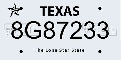 8G87233 Texas License Plate