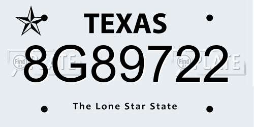 8G89722 Texas License Plate