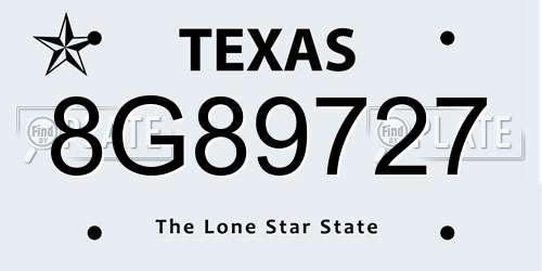 8G89727 Texas License Plate